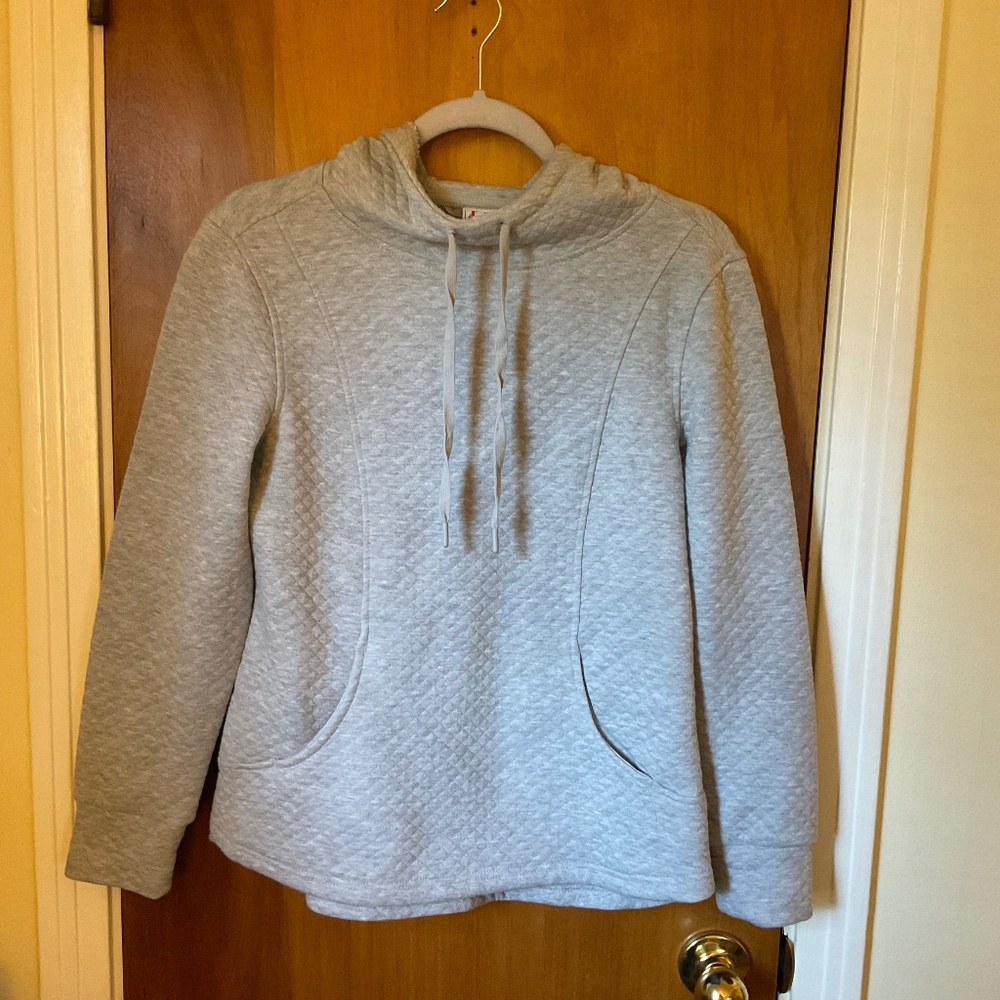 Avalanche Outdoor Supply Women's Light Gray Hoodie Sweatshirt Quilted Sz S